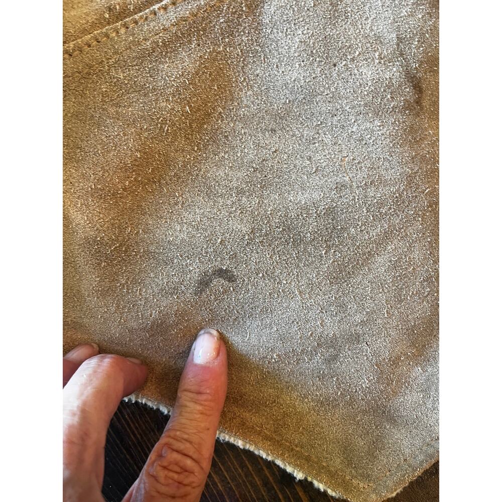 Vintage Suede Sherpa Lined Vest Men 42 Large Western Cowboy Yellowstone USA Flaw - Picture 8 of 12
